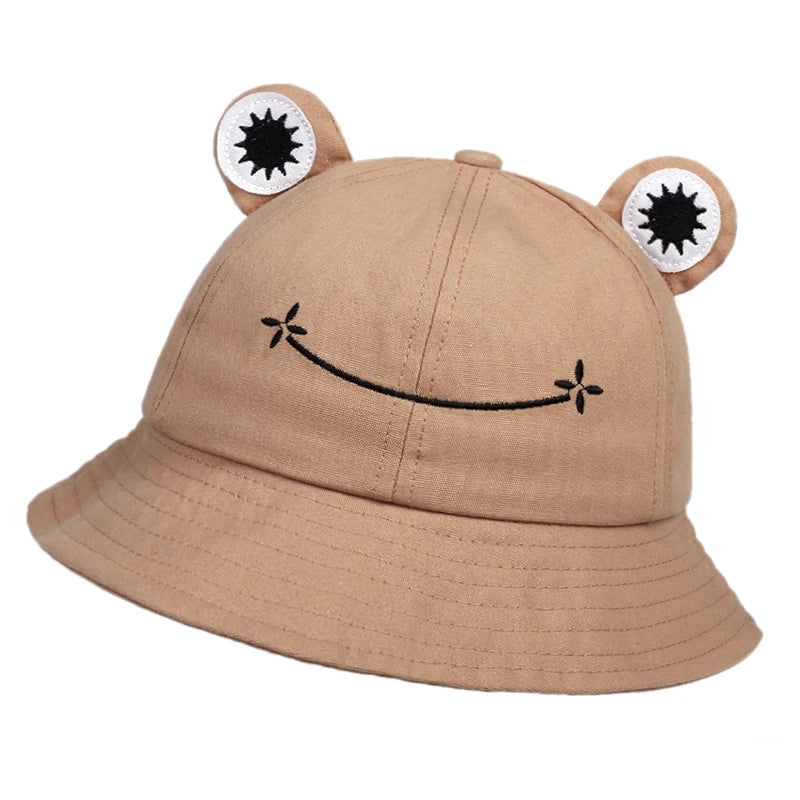 Leichter Baumwoll-Eimerhut mit Frosch-Design – Stylischer Sonnenschutz für Damen