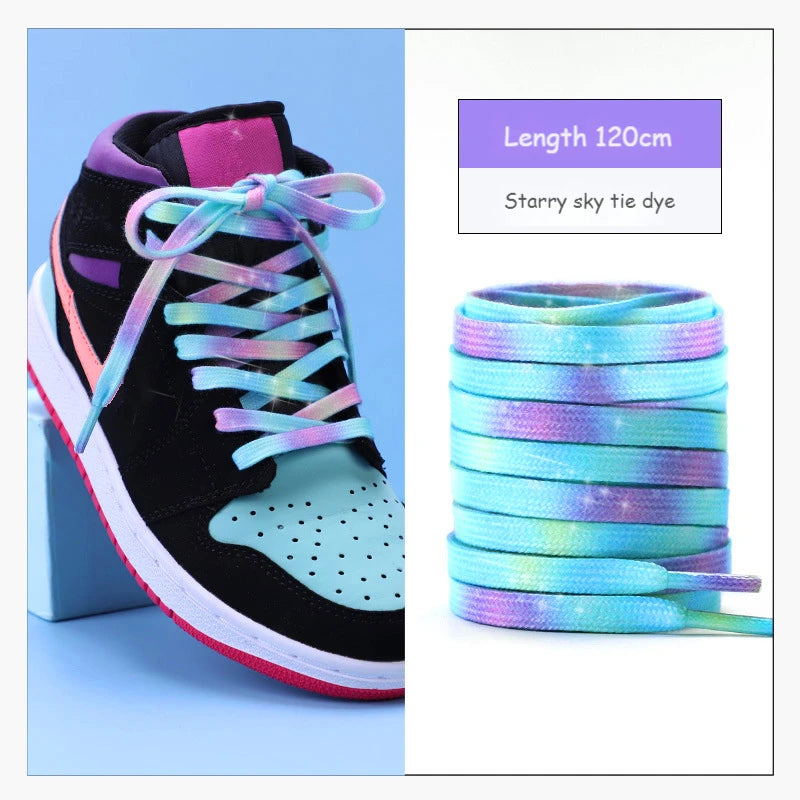 Tie Dye Schnürsenkel Flach Farbverlauf für Sportschuhe 120 140 160cm