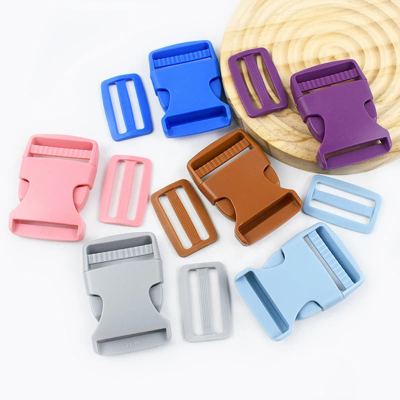 38mm Kunststoff Set: Schnellverschluss Schnallen & Tri-Glide für Rucksack Gürtel
