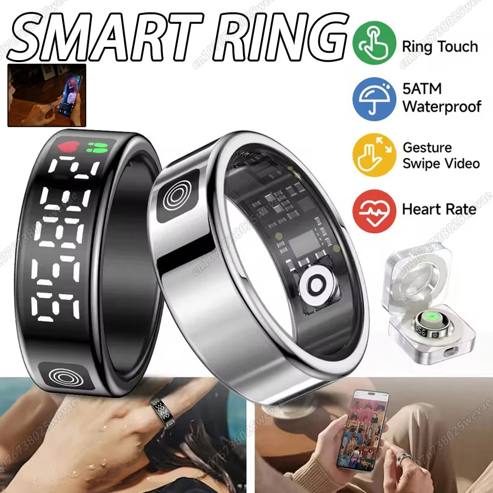 Wasserdichter Smart Ring mit Display und Gesundheitsmonitor