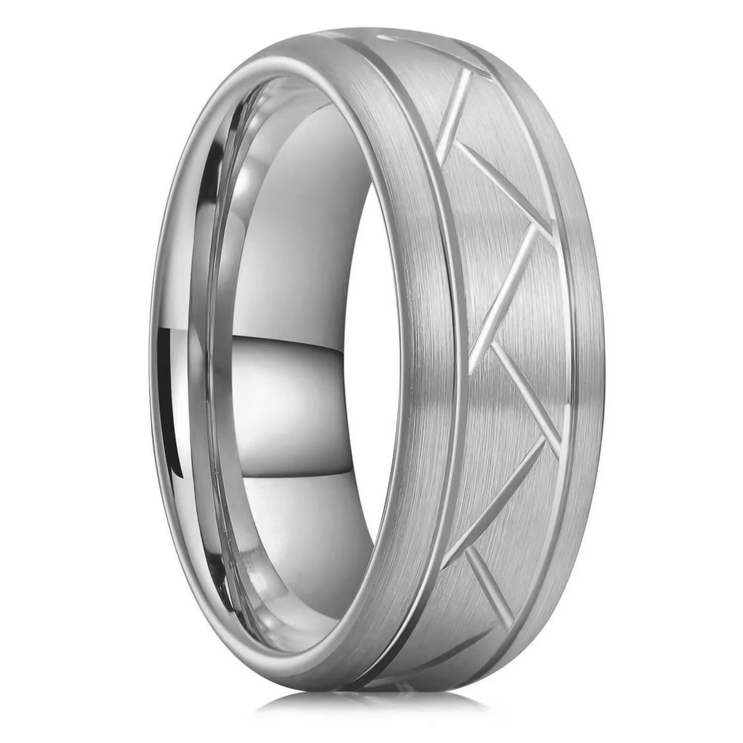Fashio Männer Ringe Schwarz Titan Edelstahl Ringe Für Männer Frauen Ziegel Muster Finish Abgeschrägte Kante Hochzeit Ring Partei Schmuck