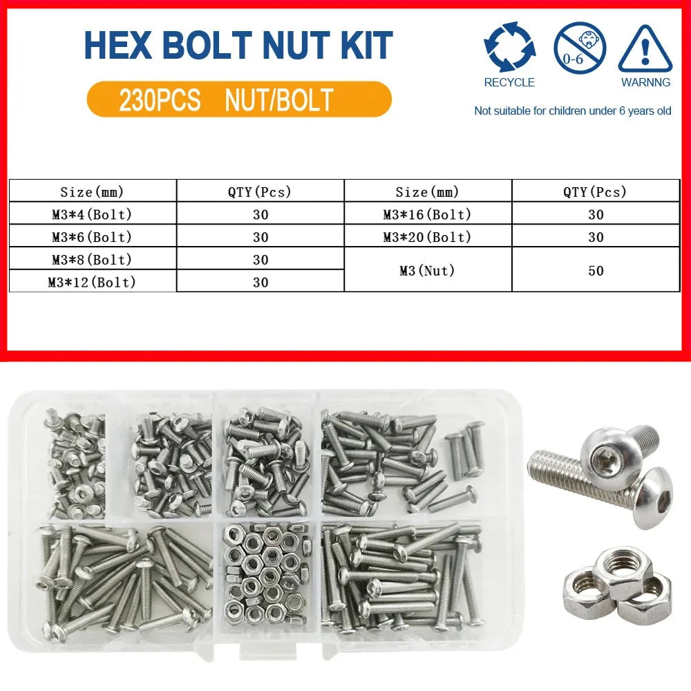 Edelstahl Sechskantmutter und Schrauben Set für vielseitigen Einsatz