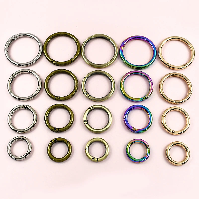 10er Set Metall Karabinerringe 10-50mm für Schlüsselanhänger und Taschen