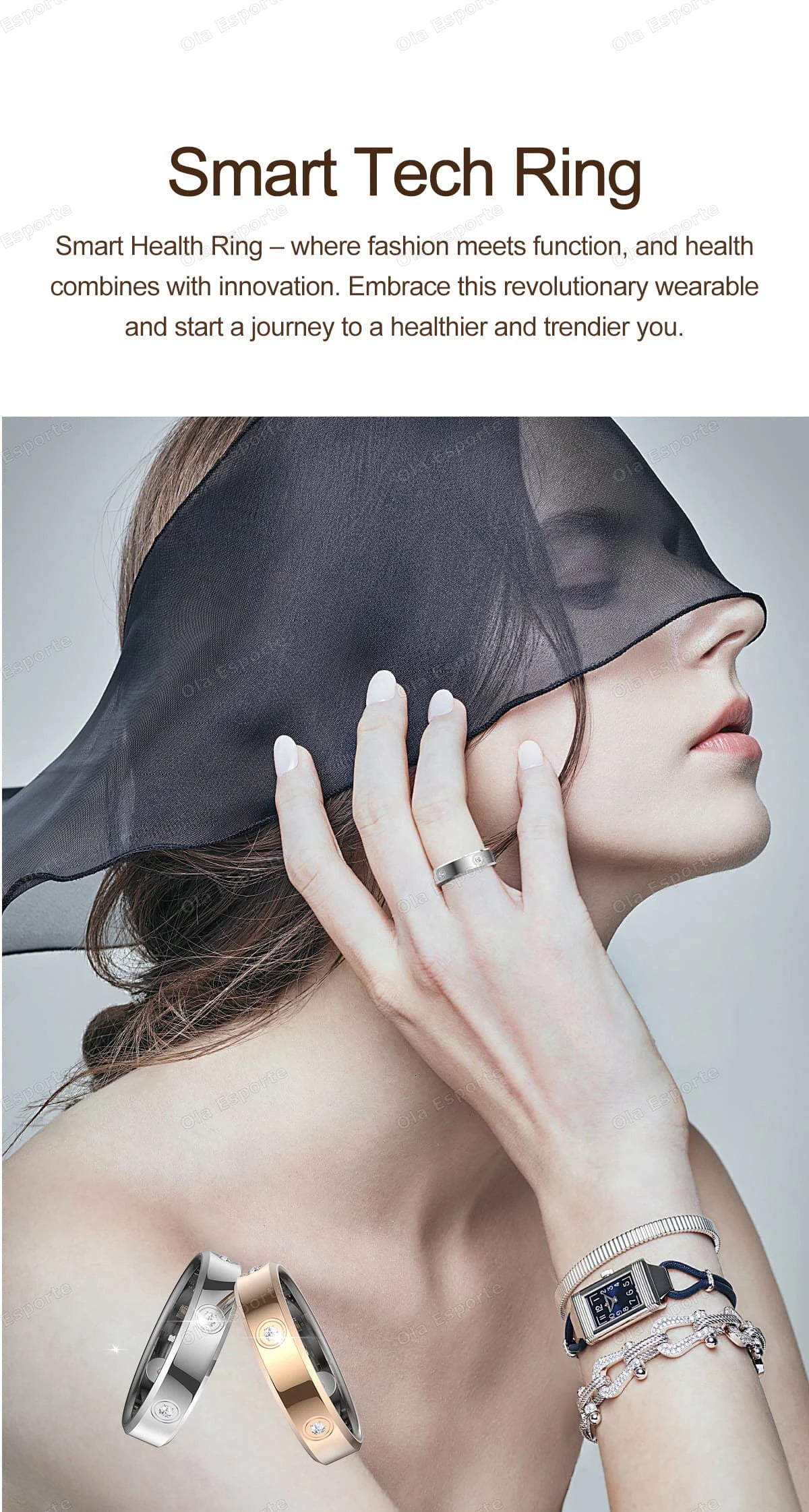 Schmaler Damen Smart Ring mit Schlaf und Gesundheitsmonitor 2025