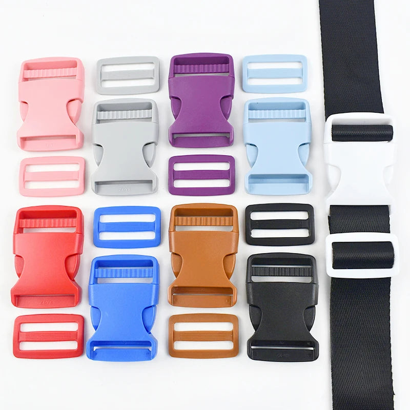 38mm Kunststoff Set: Schnellverschluss Schnallen & Tri-Glide für Rucksack Gürtel