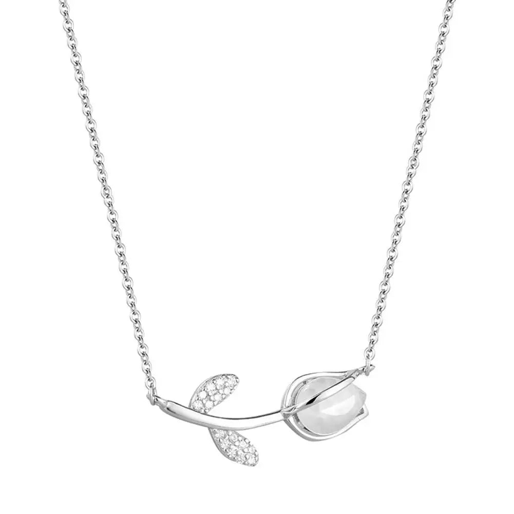 Elegantes Schmuckset mit rosa Tulpenanhänger für Damen