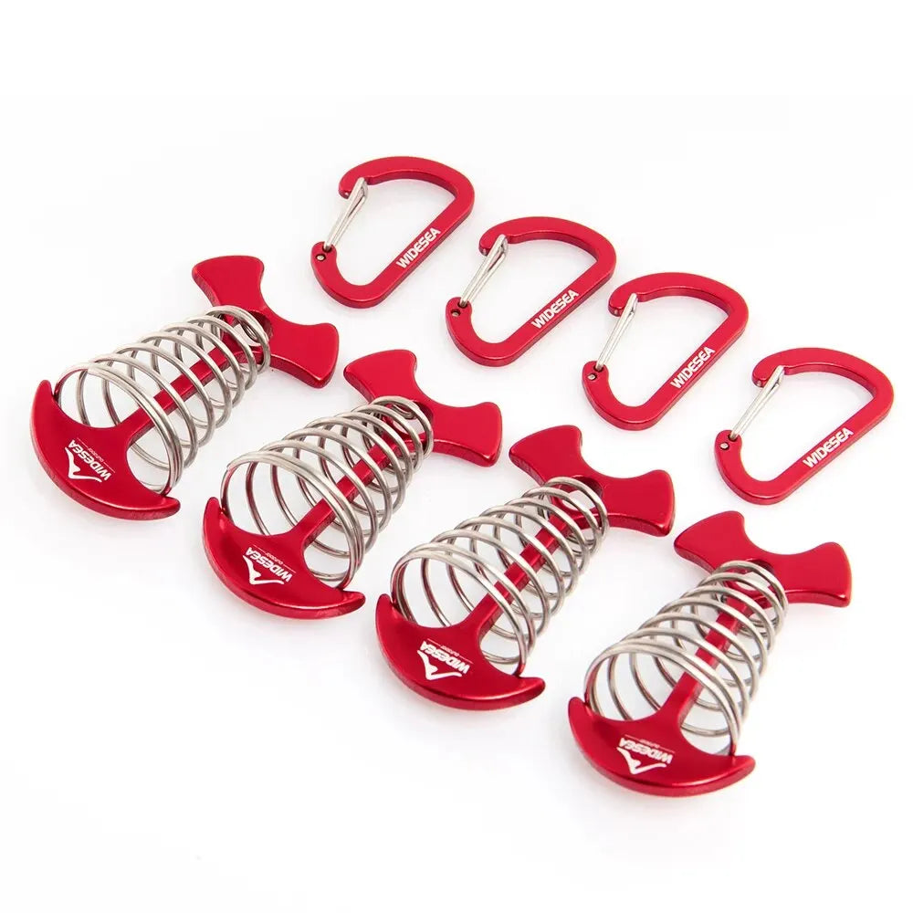 4-teiliges Camping Karabiner Set Spirale Fischknochen Zelt Haken