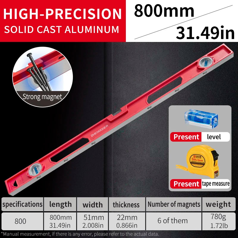 Hochpräzise Wasserwaage Aluminiumguss stoßfest magnetisch