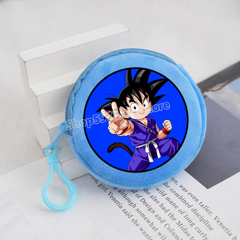 Plüsch Mini Geldbörse mit Reißverschluss rund Cartoon Schlüsselanhänger