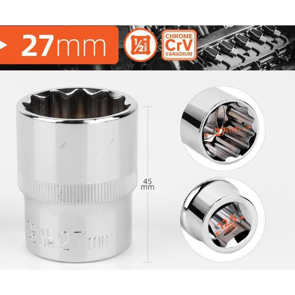1/2 Zoll Vierkantantrieb 12-Punkt Steckschlüssel für Ratschenschlüssel 8-32mm