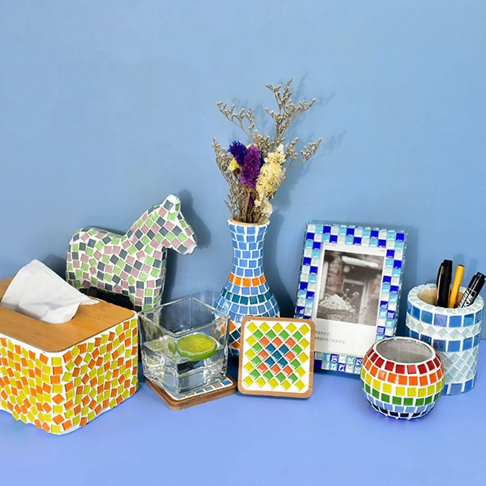 50 bunte Glas-Mosaikfliesen – 50 Stück für kreative DIY-Deko & Kunst