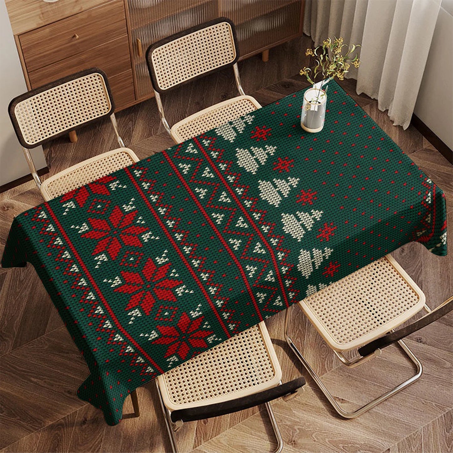 Wasserfeste Tischdecke mit rotem Streifenmuster für vielseitige Anlässe