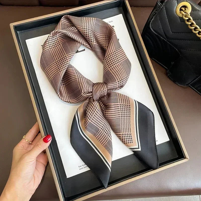 Luxus Seide Quadrat Schal Frauen Weich Satin Haarband Halstuch Büro Hijab