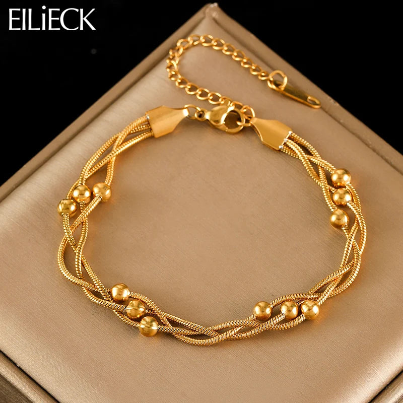 Edelstahl Gliederkette Armband für Frauen 18K vergoldet trendig