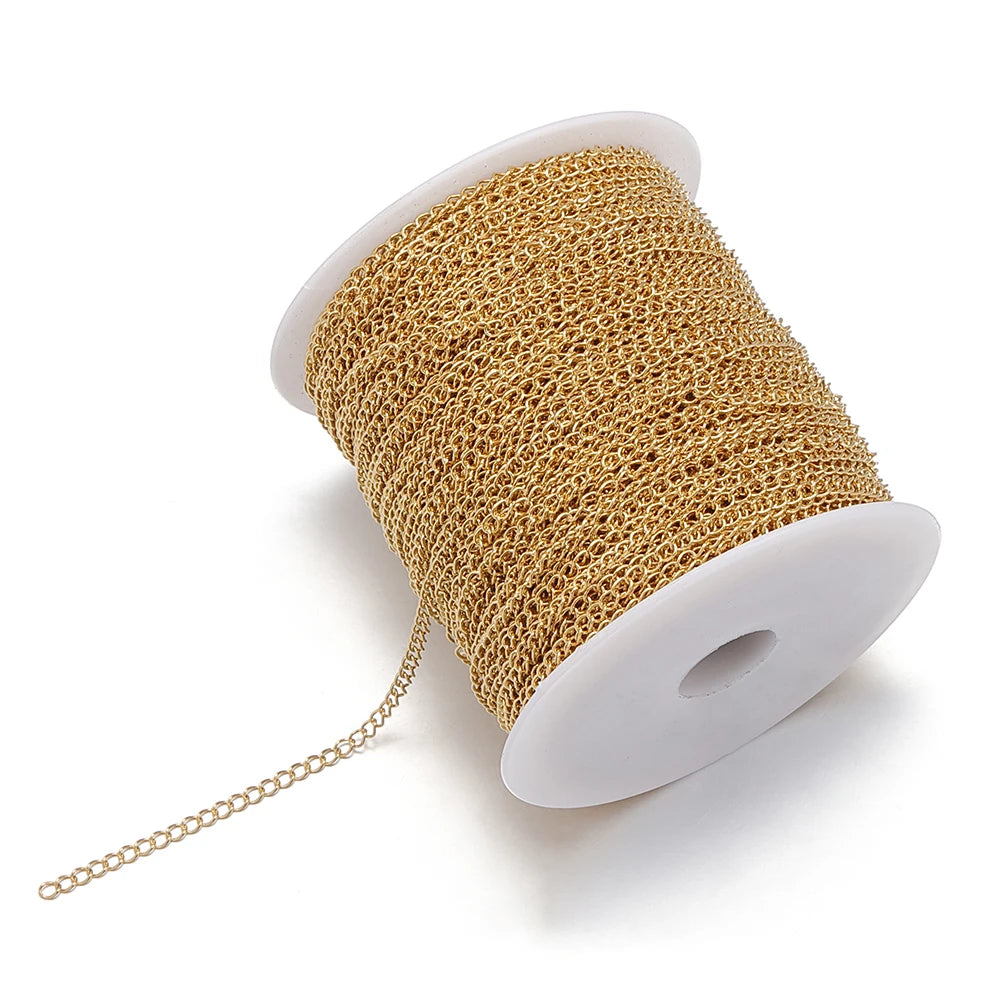 2 Meter Edelstahl Verlängerungskette in Gold, Silber, Stahl-Yabubest - Home & More