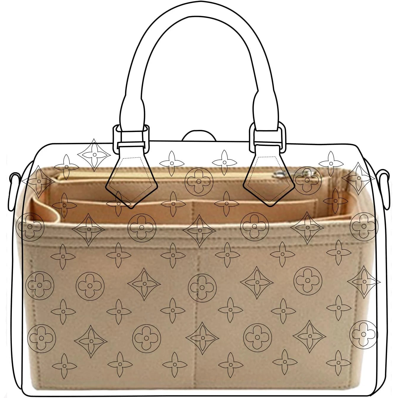 Praktischer Geldbörsen Organizer Einsatz aus Filz für Handtaschen