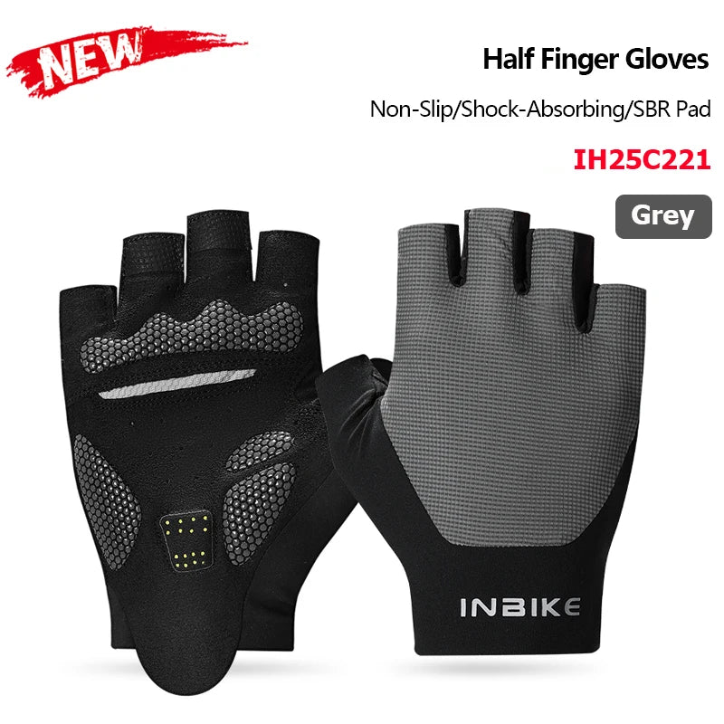 Halbfinger Fahrradhandschuhe Rutschfest Stoßdämpfung Atmungsaktiv Unisex