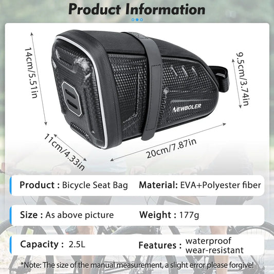 Wasserdichte - reflektierende Fahrradtasche MTB/Rennrad, 1,5L oder 2,5L