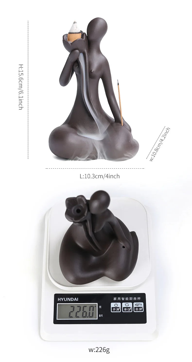 Lila Ton Rückfluss Weihrauchbrenner mit Wasserfall Effekt