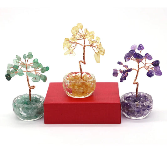 7-Chakren Lebensbaum Deko: Naturkristall Feng Shui Ornament für Heim Büro