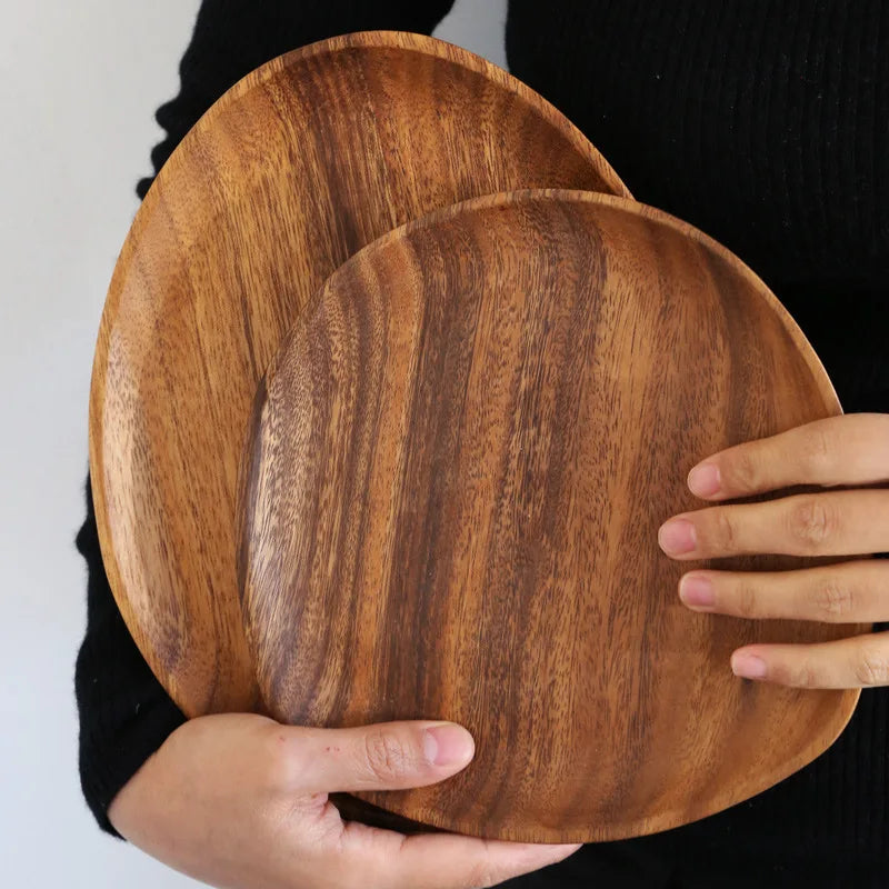 Massivholz Teller oval - E 13x16cm