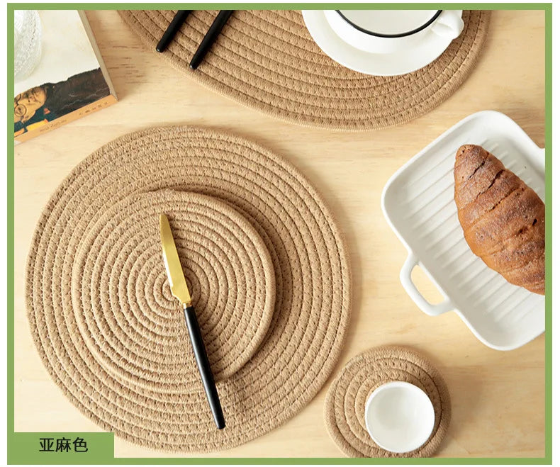 Seil Gewebtes Tischset Baumwolle, Isolierend, fuer Esstisch Kuech