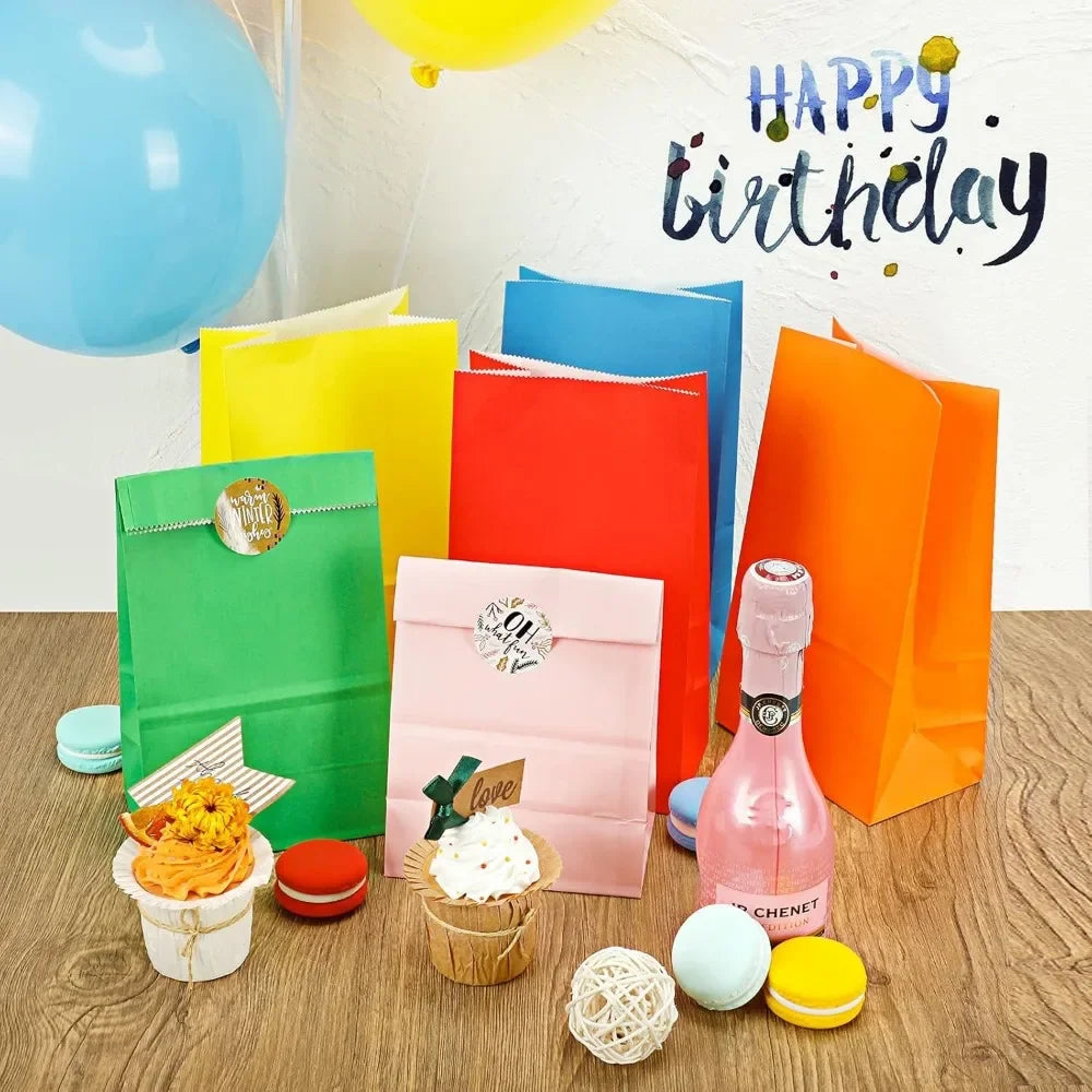 Bunte Kraftpapier Taschen für Lebensmittel und Geschenke Bunt