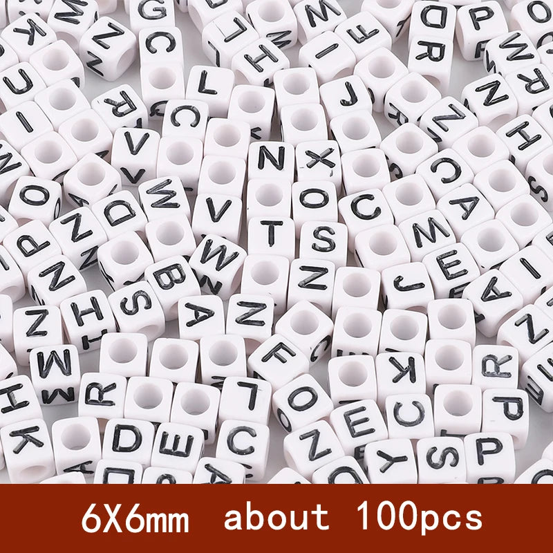 6x6mm Quadratische Acryl Alphabet Perlen für DIY Schmuck Basteln
