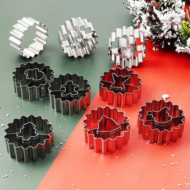 9-teiliges Ausstechformen-Set - Edelstahl - Weihnachtsmotive für Kekse