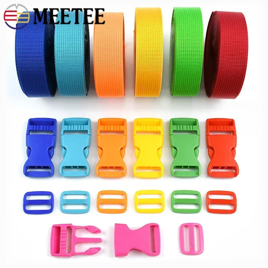 Nylon Gurtband Set mit Kunststoff und Metall Schnallen 20/25mm DIY