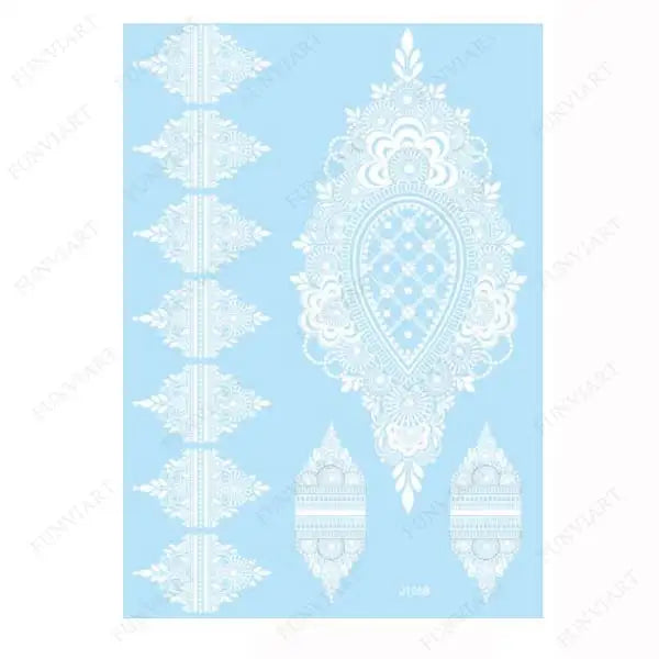 Weiße Henna Temporäre Tattoos für Frauen Hand Mehndi Party Körperkunst