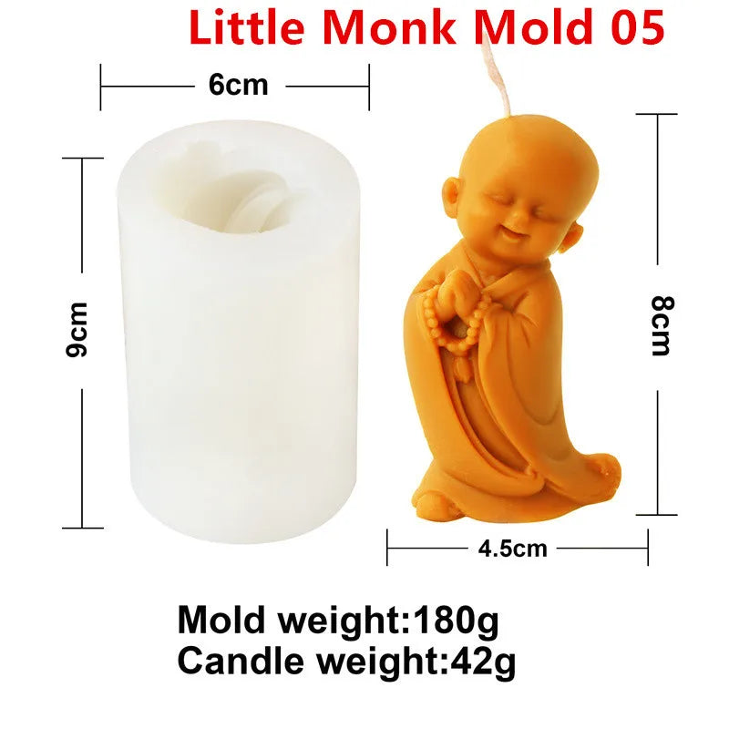 3D Silikon Kerzenform Kleine Buddha Mönch für DIY Dekoration