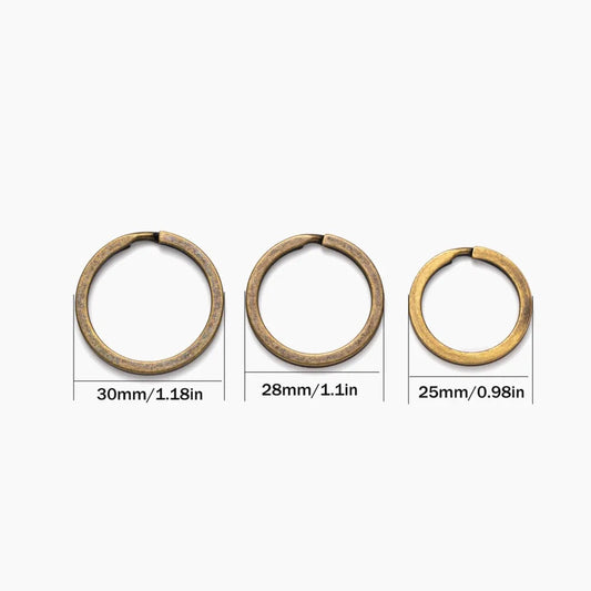 20er Set antike Bronze Schlüsselanhänger Metall rund 25/28/30 mm robust - stilvoll