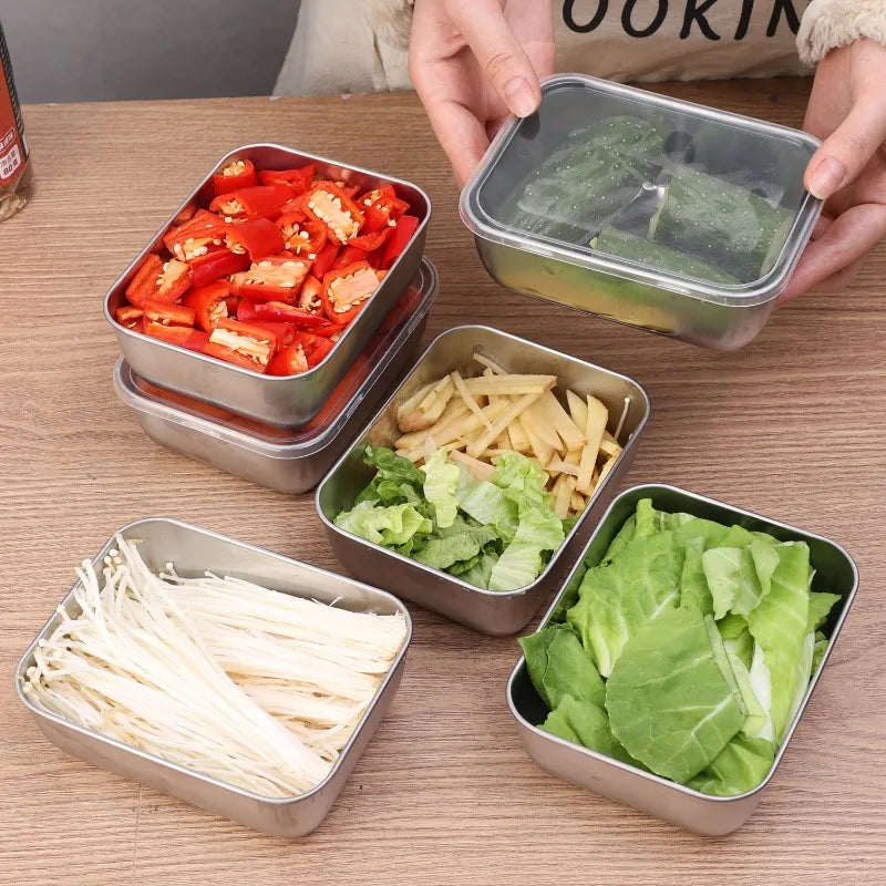 Doppelte Frische garantiert: Edelstahl Frischhaltebox 13,8x10,8x5 cm, 1-6 Stück Sets