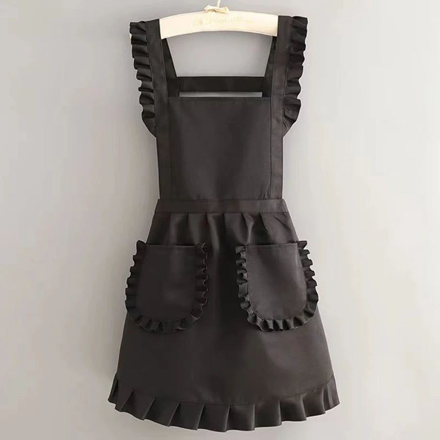 Wasserdichte koreanische Polyesterschürze mit Taschen für Damen S