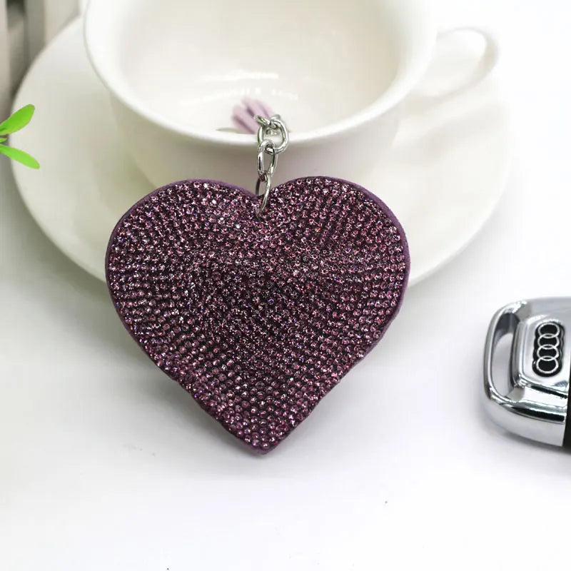 Versilberter Herz Schlüsselanhänger aus Leder mit Quaste in 14 Farben-Yabubest - Home & More