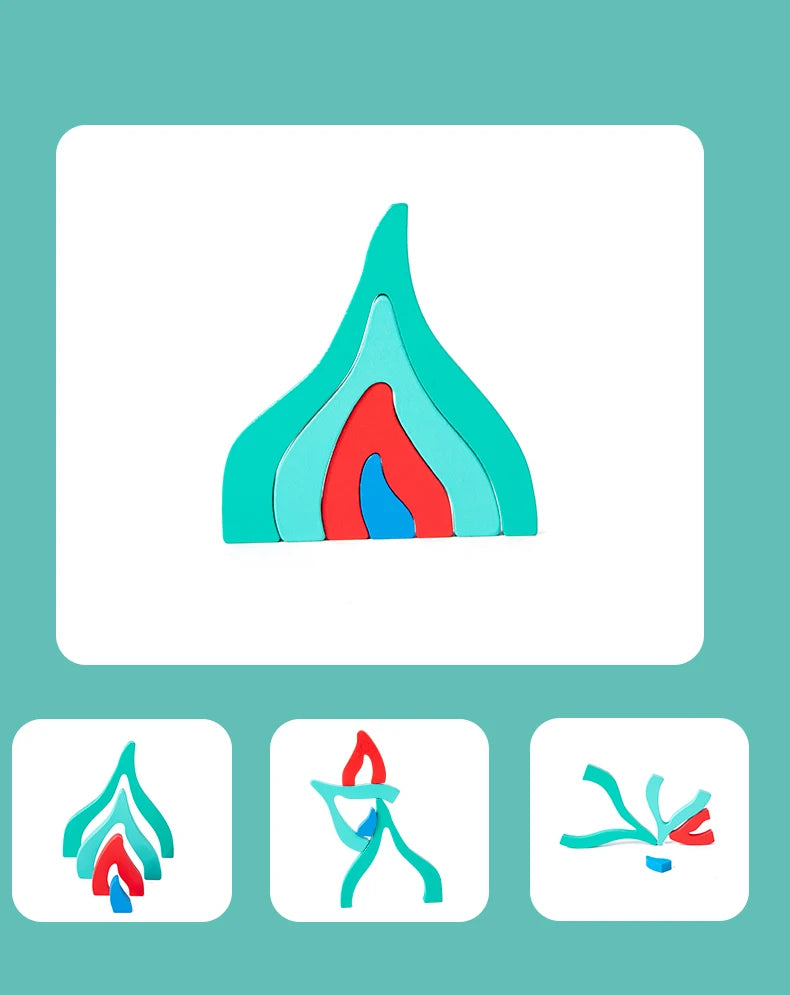 Kinder Holzblöcke Set - Regenbogen Farben - Fördert Kreativität und Motorik