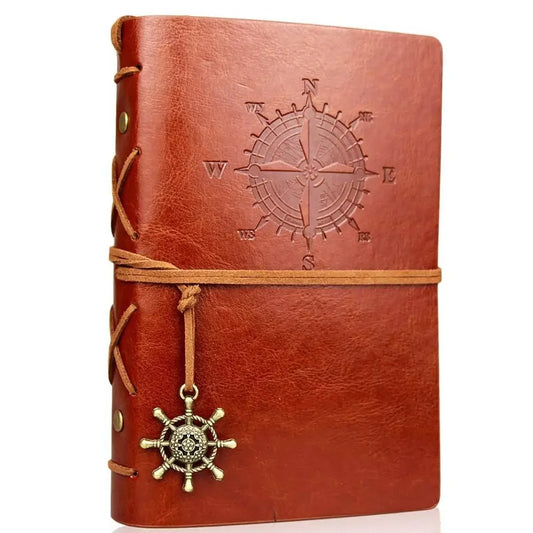 Retro Notizbuch mit weichem Ledereinband 14x10 cm für Tagebuch - Skizzen