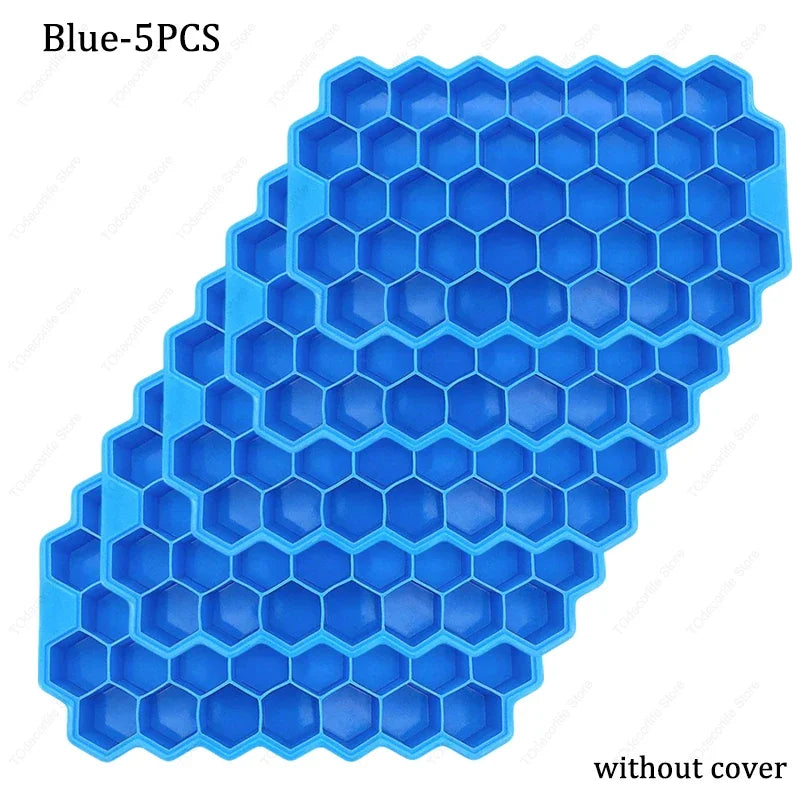Premium Silikon Eiswürfelformen mit Deckel – Sechseckig, Wiederverwendbar