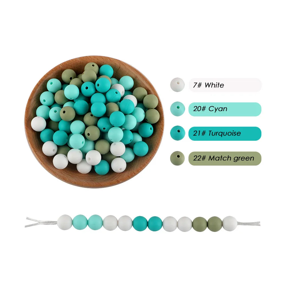 50x Runde Silikonperlen 9 12 15mm für DIY Schmuck & Babyartikel