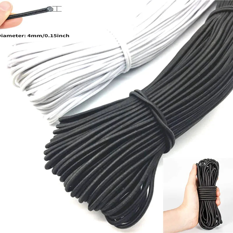 Robustes elastisches Gummiband rund 1-6 mm Weiß - Schwarz – Vielseitig - Stark