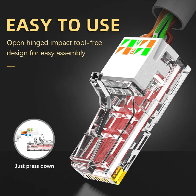 RJ45 CAT6A CAT6 Stecker Werkzeuglos für Ethernet Kabel 23-26AWG