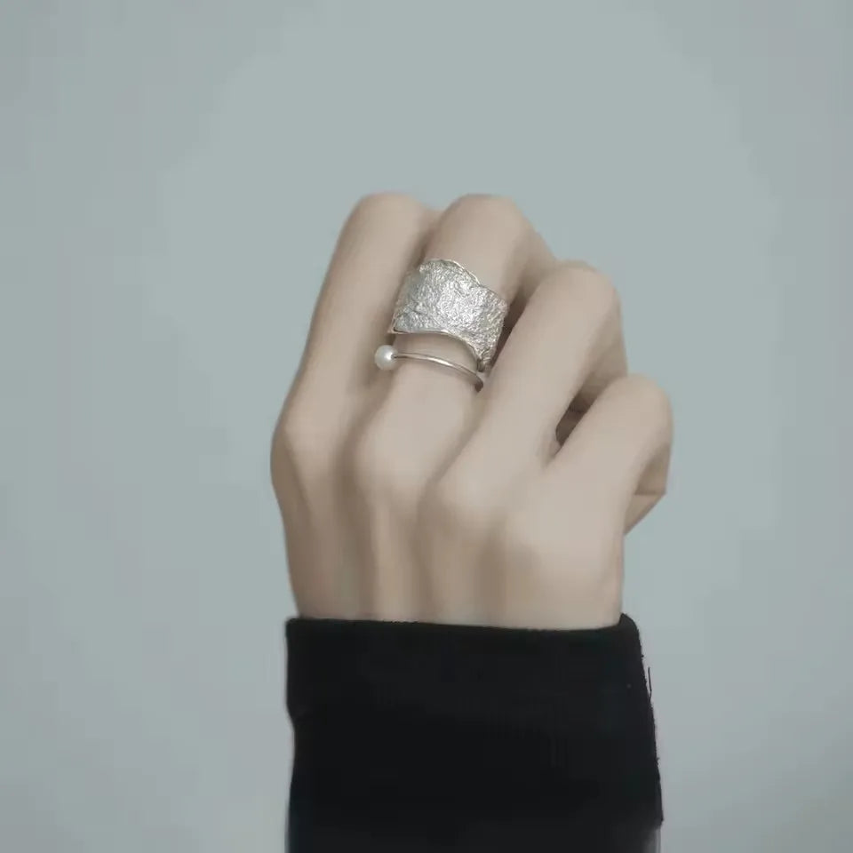 Verstellbarer Silberring mit hohlen Linien, stylischer Punk-Schmuck Unisex