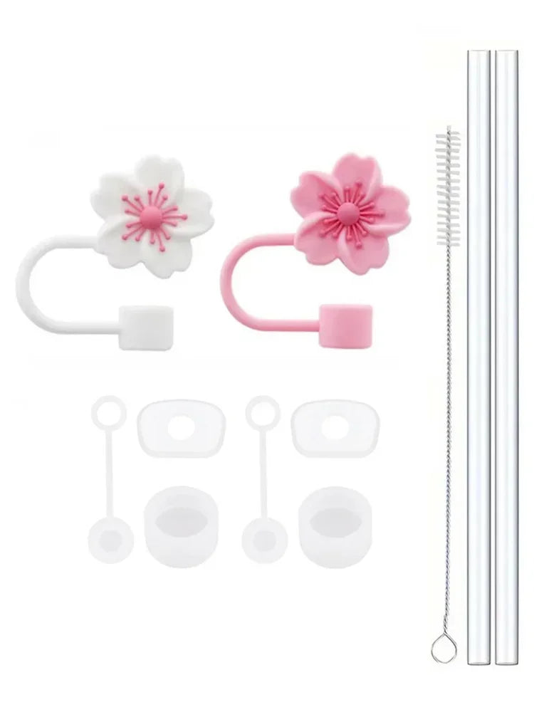 Praktisches 11-teiliges Zubehör-Set mit Silikonstopper - Strohhalm für 30/40oz Becher