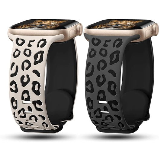 Leopardenmuster Silikonarmband für Apple Watch 38-49 mm – sportlich - komfortabel