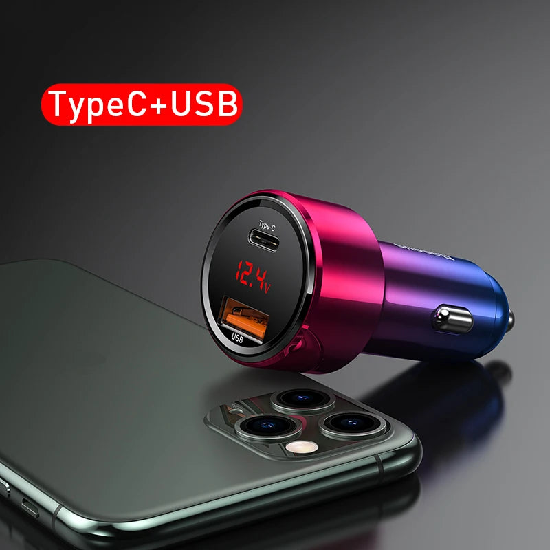 45W Auto Schnellladegerät PD USB C Dual Port QC 4.0 3.0 für Handy Tablet