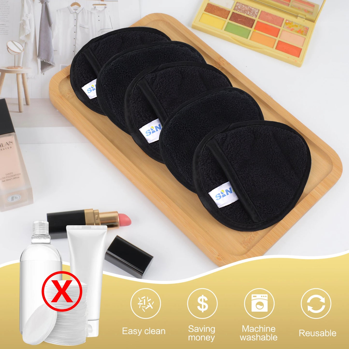 Sanfte wiederverwendbare Mikrofasern Make up Entferner Pads