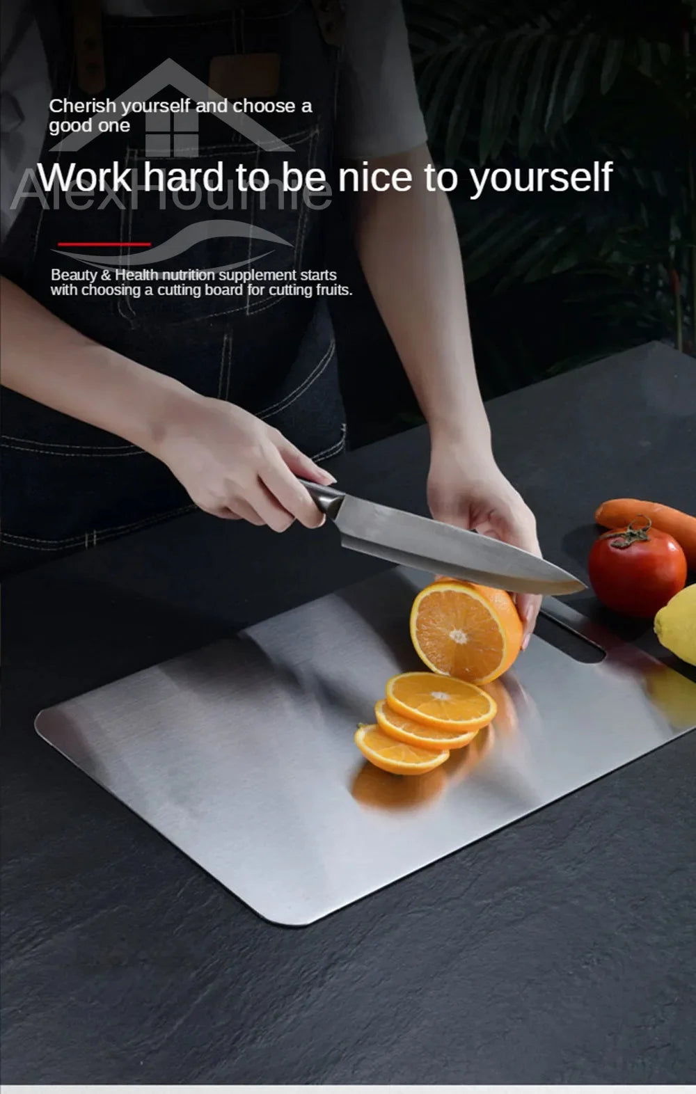 Rechteckiges Edelstahl Schneidebrett zum Kneten und Schneiden in der Küche