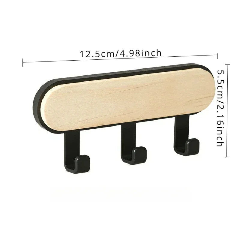 Holz Wandhaken Organizer selbstklebend für Hüte Schals Schlüssel 1-3 Reihen