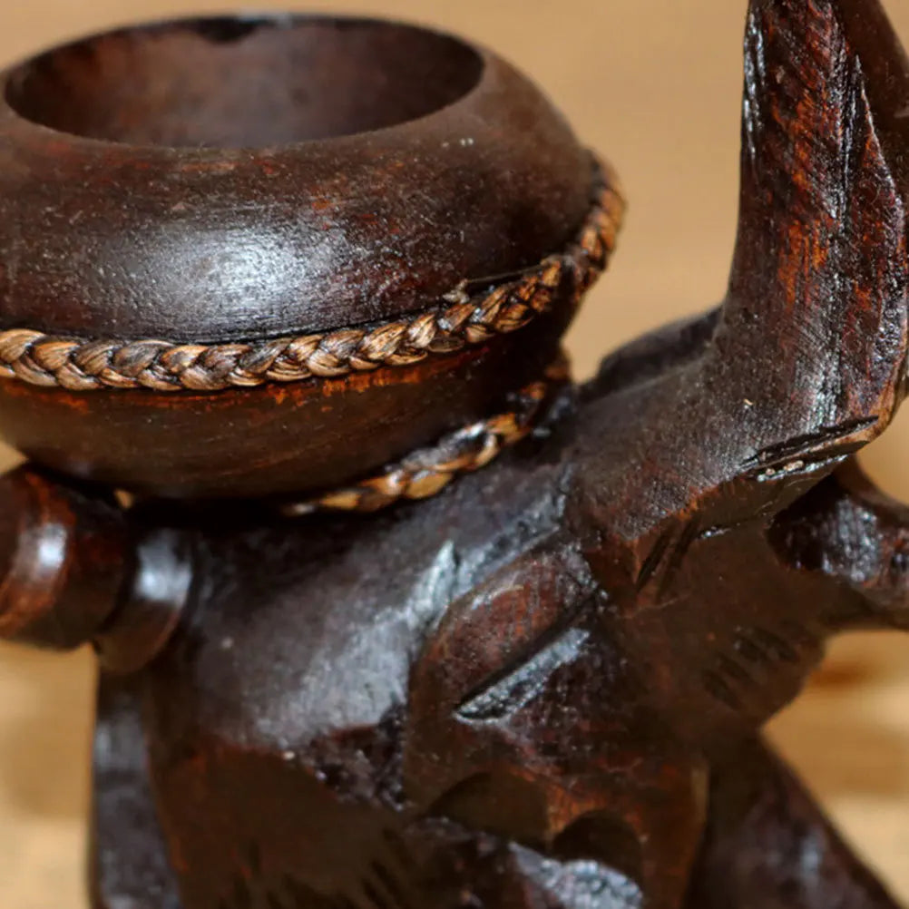 Holz Elefant Halter fuer Kerzen und Teelichter Wohnkultur Indoor